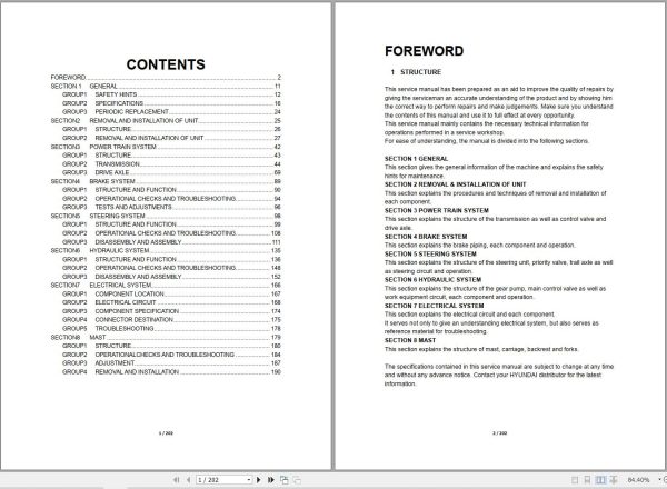 Hyundai Forklift 25LE 7U 30LE 7U 35LE 7U Service Manual