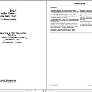 John Deere 850J Crawler Dozer Operation Test Manual TM1730 (1)