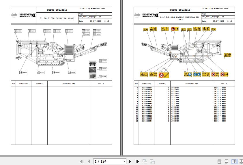 Kleemann Mobile Jaw Crusher MC100R K001 F20005534 Spare Parts Catalog (1)