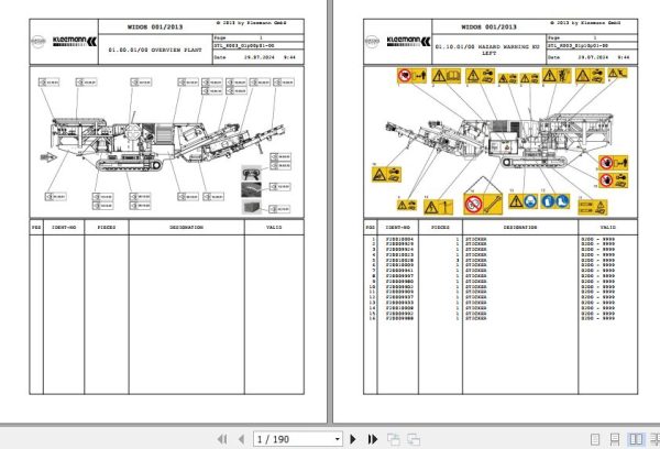 Kleemann Mobile Jaw Crusher MC110R K003 F20009589 Spare Parts Catalog (1)