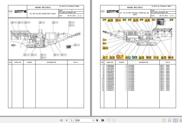 Kleemann Mobile Jaw Crusher MC120Z K007 F20005535 Spare Parts Catalog (1)