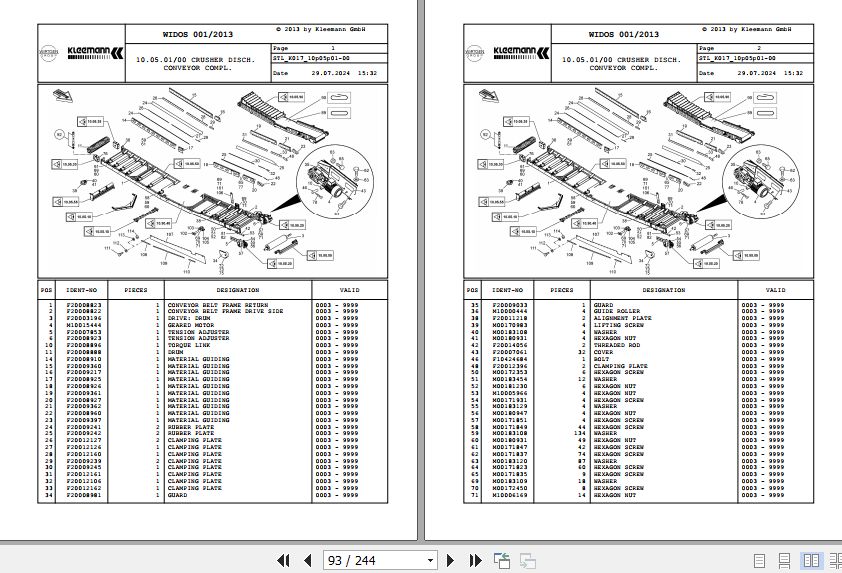 Kleemann Mobile Jaw Crusher MR110Z K017 F20012881 Spare Parts Catalog (2)