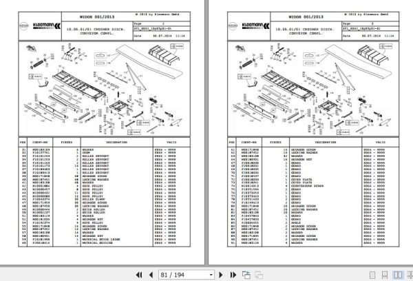 Kleemann Mobile Jaw Crusher MR122Z K062 F20005536 Spare Parts Catalog (2)