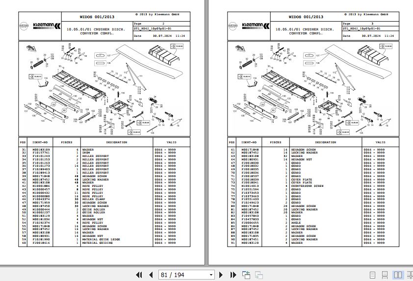 Kleemann Mobile Jaw Crusher MR122Z K062 F20005536 Spare Parts Catalog (2)
