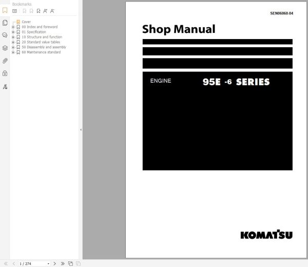 Komatsu Engine 95E 6 Series Shop Manual SEN06060 04 (1)