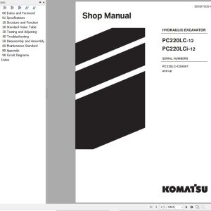 Komatsu Excavator PC220LC 12 PC220LCi 12 Shop Manual SEN07005 C0 (1)