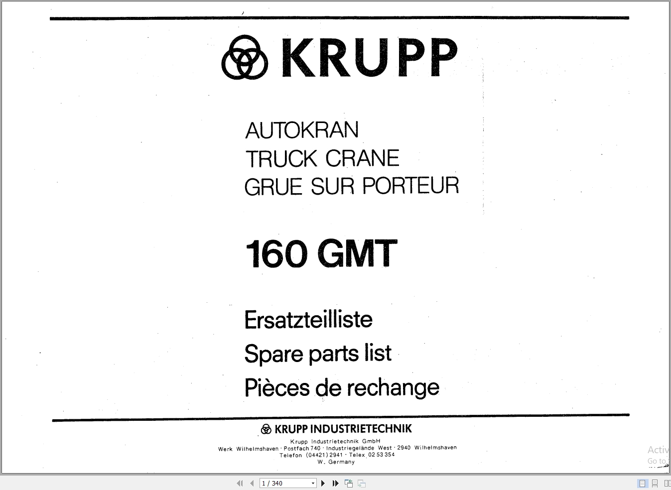Krupp Crane 160 GMT Spare Parts List EN DE FR VOL 1 (1)