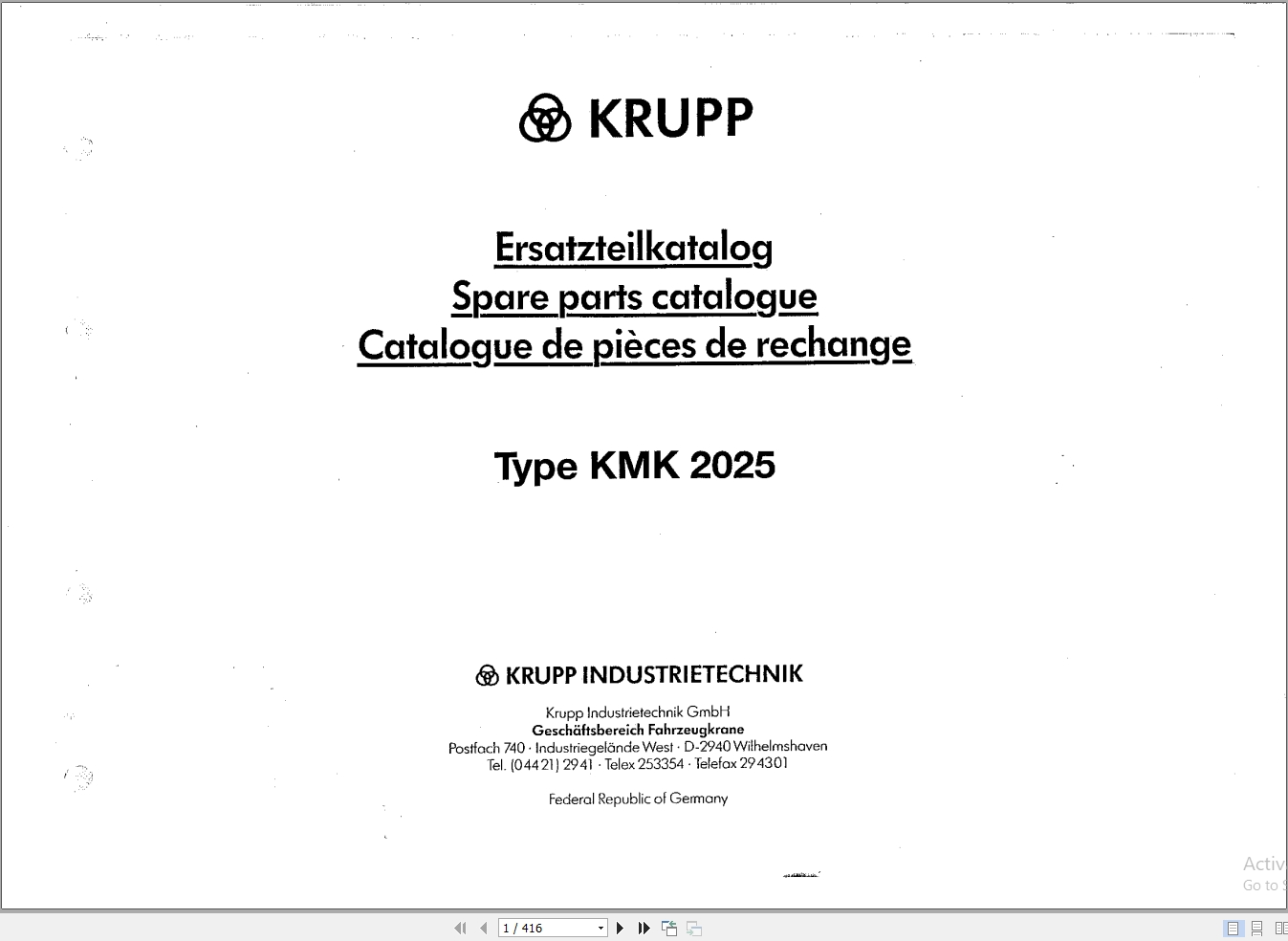 Krupp Crane KMK 2025 Spare Parts List 1988 EN DE FR (1)