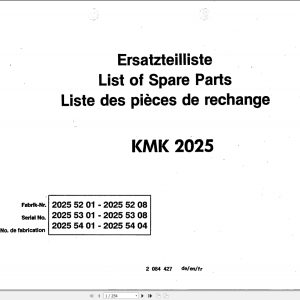 Krupp Crane KMK 2025 Spare Parts List 2084427 1992 DE EN FR (1)