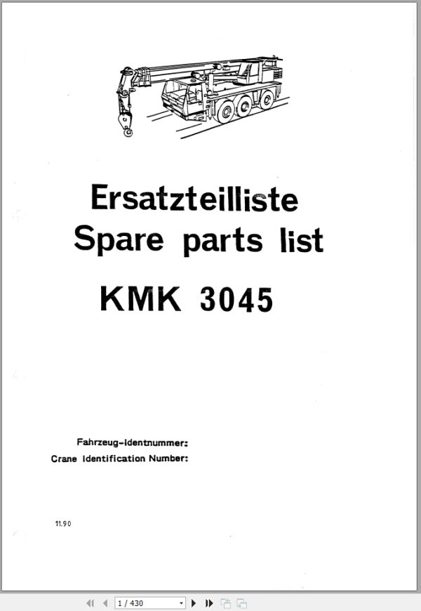 Krupp Crane KMK 3045 Spare Parts List 11.1990 EN DE (1)