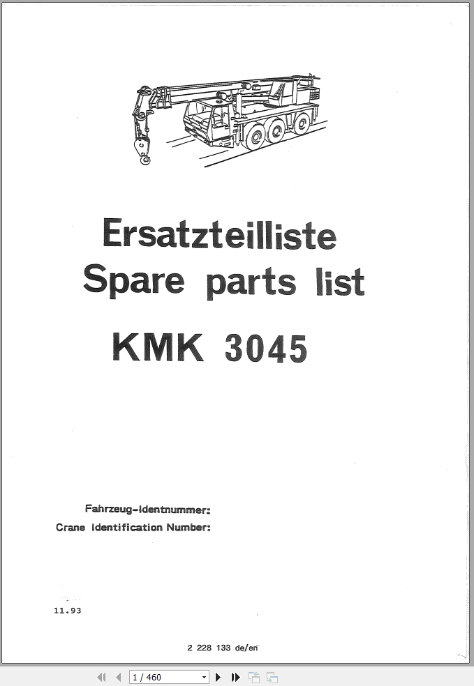 Krupp Crane KMK 3045 Spare Parts List 2228133 1993 DE EN (1)