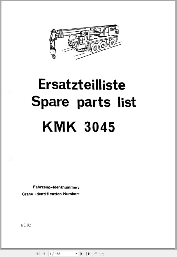 Krupp Crane KMK 3045 Spare Parts List 5.1992 DE EN (1)
