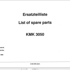 Krupp Crane KMK 3050 Spare Parts List 2305806 12.1994 DE EN (1)