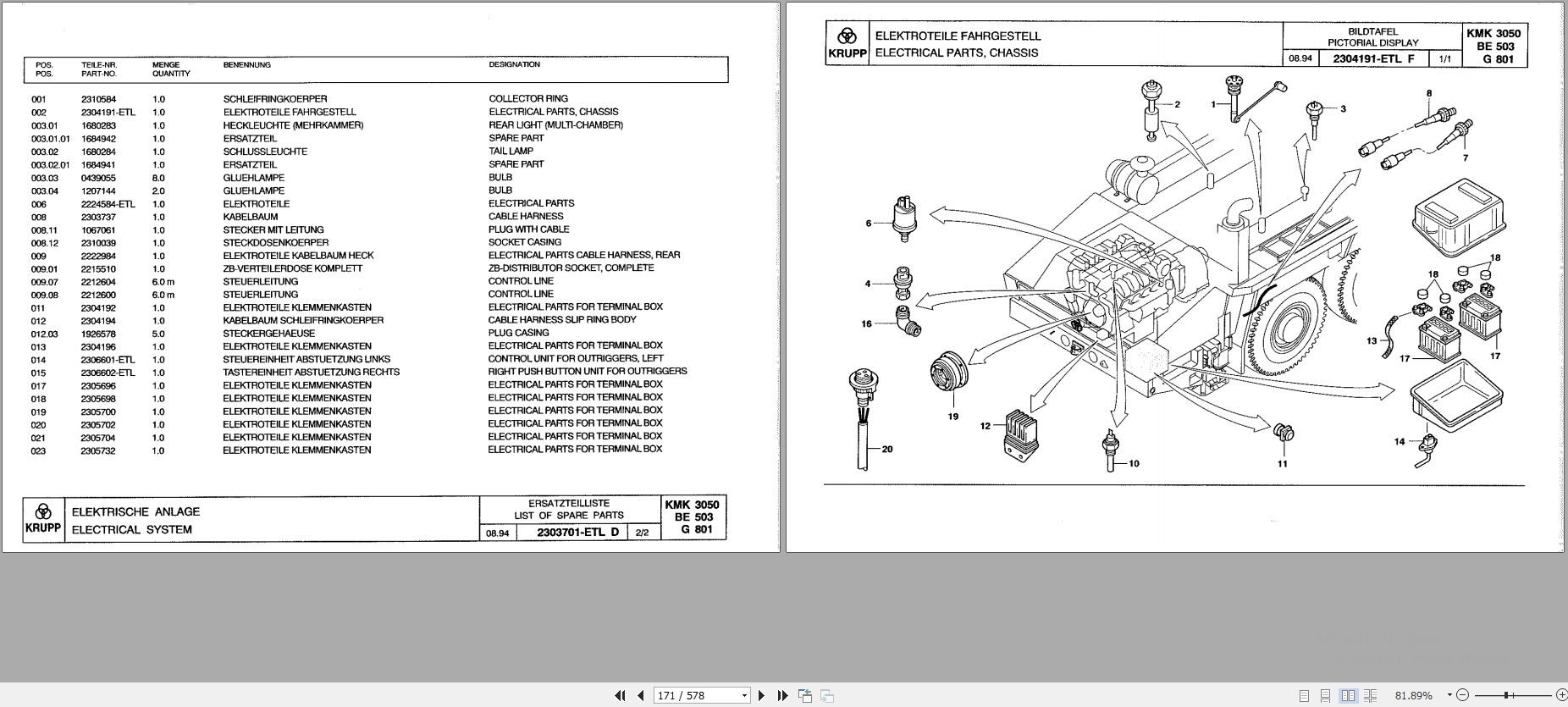 Krupp Crane KMK 3050 Spare Parts List 2305851 8.1994 DE EN (2)