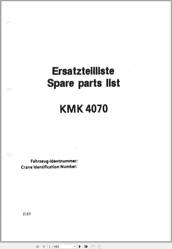 Krupp Crane KMK 4070 Spare Parts List 11.1989 DE EN (1)