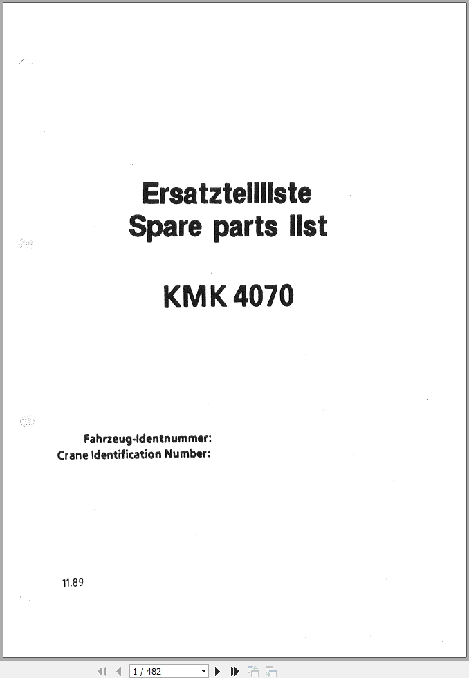 Krupp Crane KMK 4070 Spare Parts List 11.1989 DE EN (1)