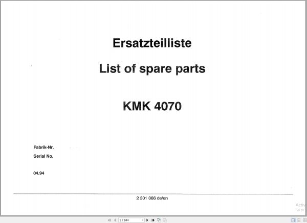 Krupp Crane KMK 4070 Spare Parts List 2301066 4.1994 DE EN (1)