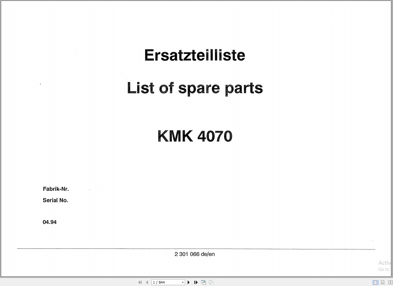 Krupp Crane KMK 4070 Spare Parts List 2301066 4.1994 DE EN (1)