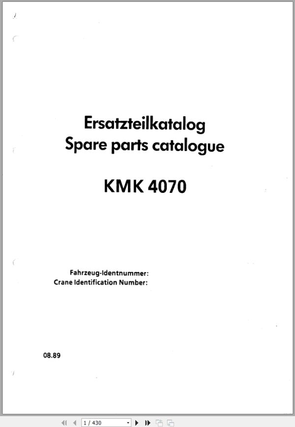 Krupp Crane KMK 4070 Spare Parts List 8.1989 DE EN (1)