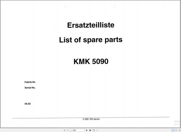 Krupp Crane KMK 5090 Spare Parts List 2085763 1992 DE EN (1)