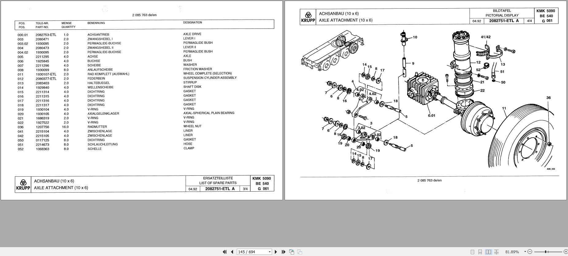 Krupp Crane KMK 5090 Spare Parts List 2085763 1992 DE EN (2)