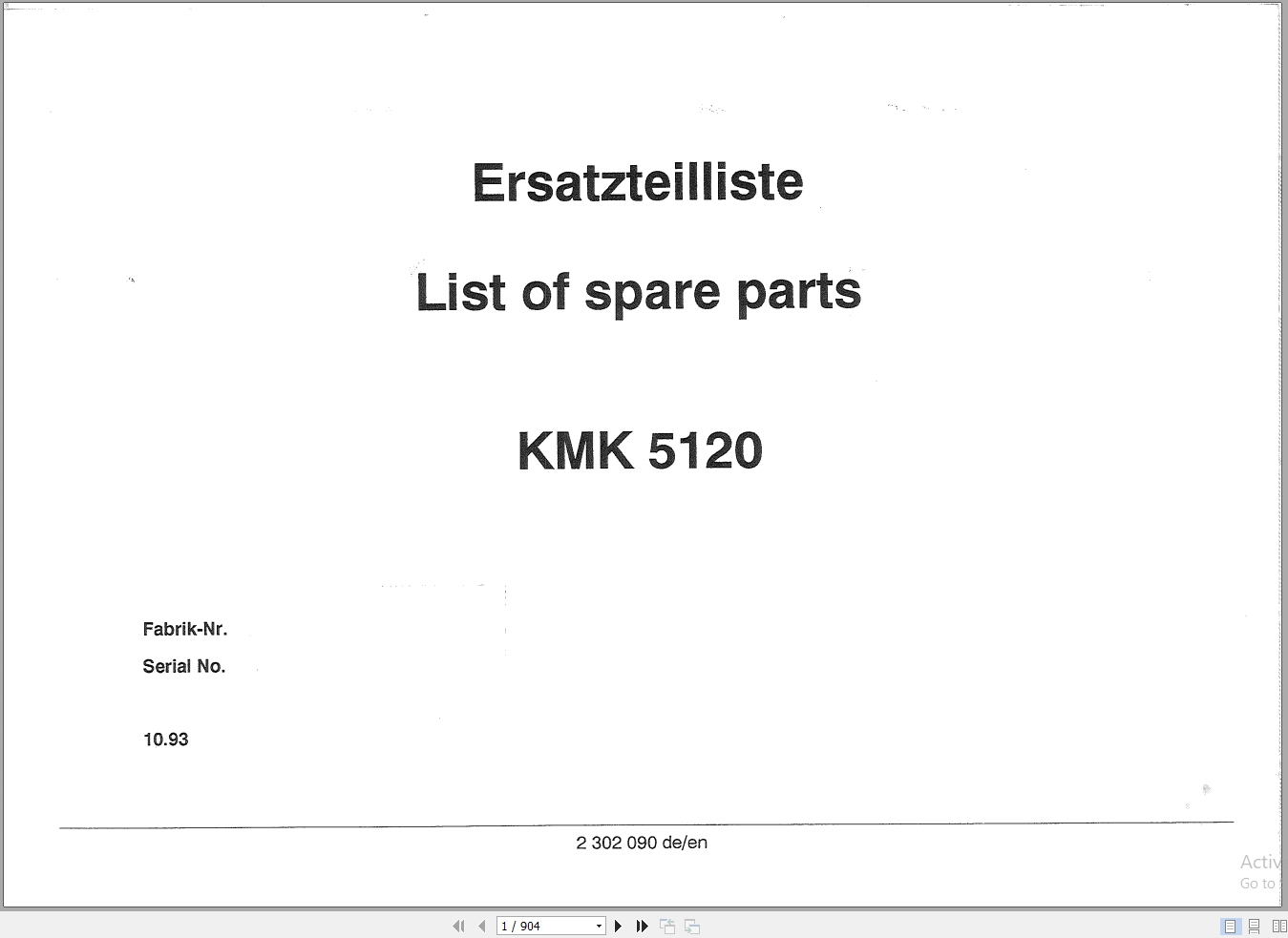 Krupp Crane KMK 5120 Spare Parts List 2302090 1993 EN DE (1)