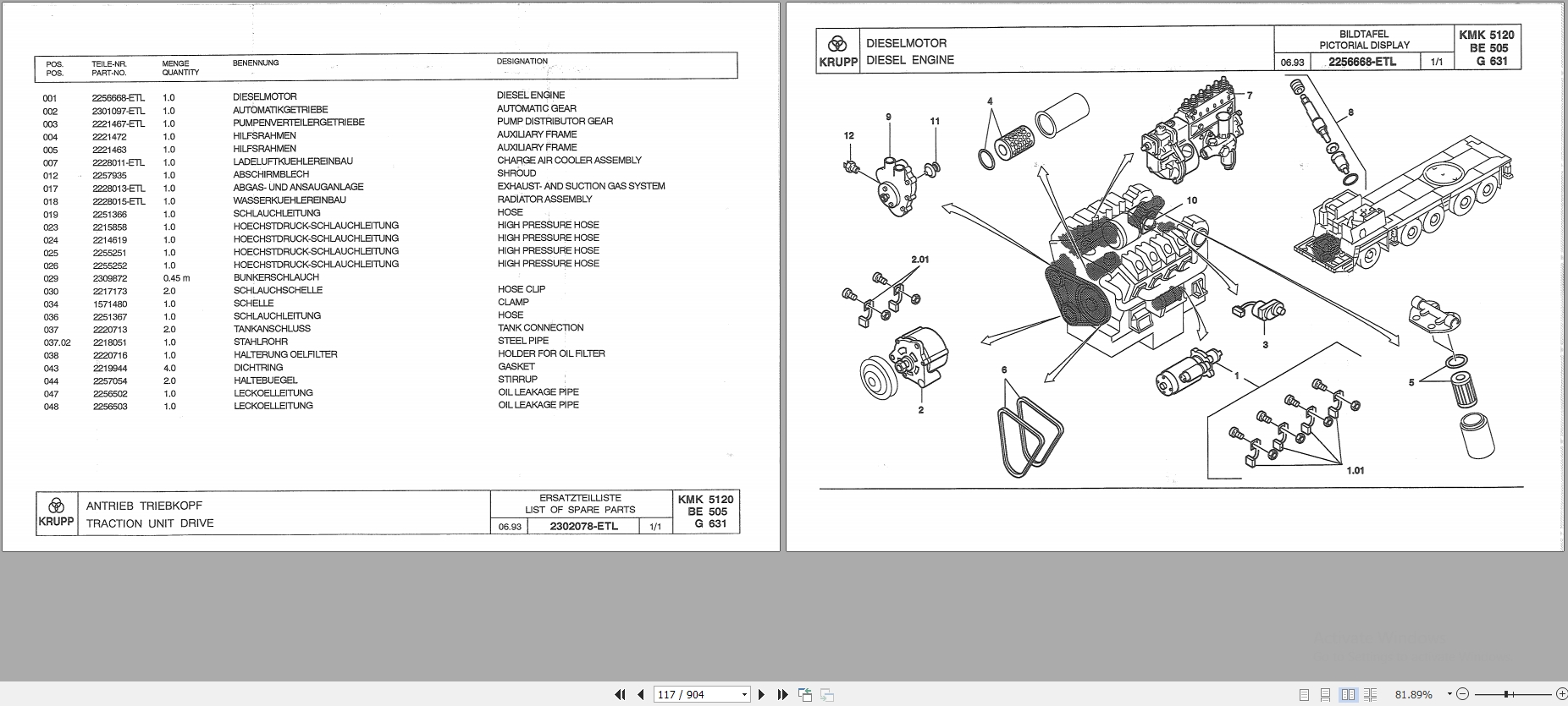 Krupp Crane KMK 5120 Spare Parts List 2302090 1993 EN DE (2)