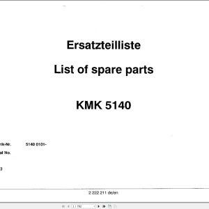Krupp Crane KMK 5140 Spare Parts List 2222211 7.1993 EN DE (1)