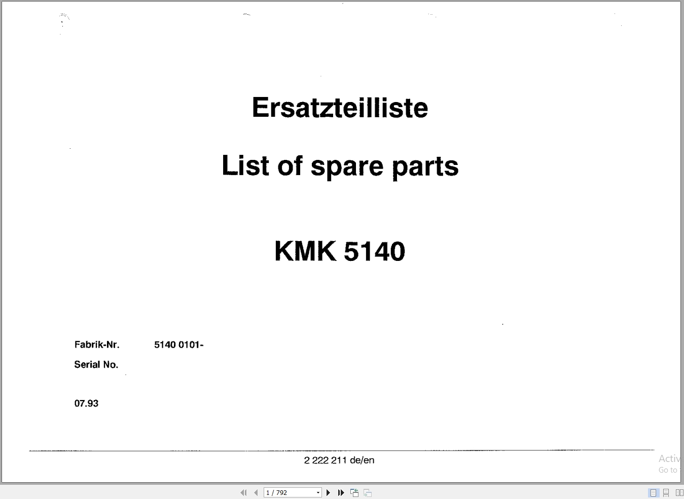 Krupp Crane KMK 5140 Spare Parts List 2222211 7.1993 EN DE (1)