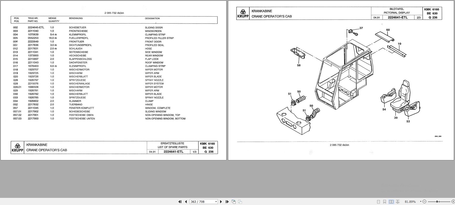Krupp Crane KMK 6160 Spare Parts List 2085732 1991 DE EN (2)
