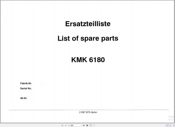 Krupp Crane KMK 6180 Spare Parts List 2287675 1993 EN DE (1)