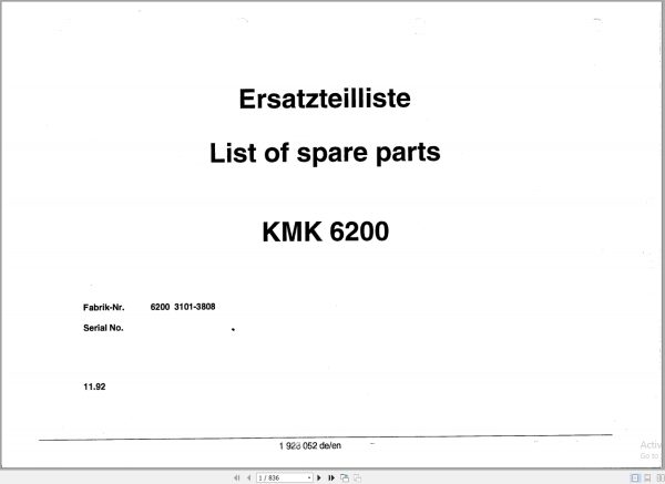 Krupp Crane KMK 6200 Spare Parts List 1928052 1992 DE EN (1)