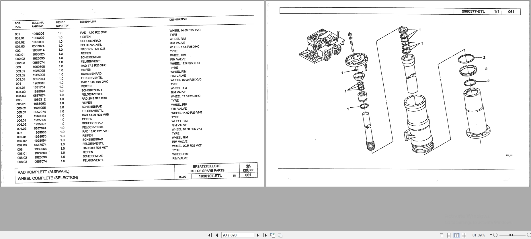Krupp Crane KMK 6200 Spare Parts List 2085703 1990 DE EN (2)