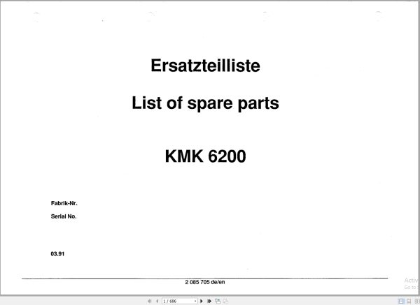 Krupp Crane KMK 6200 Spare Parts List 2085705 3.1991 DE EN (1)