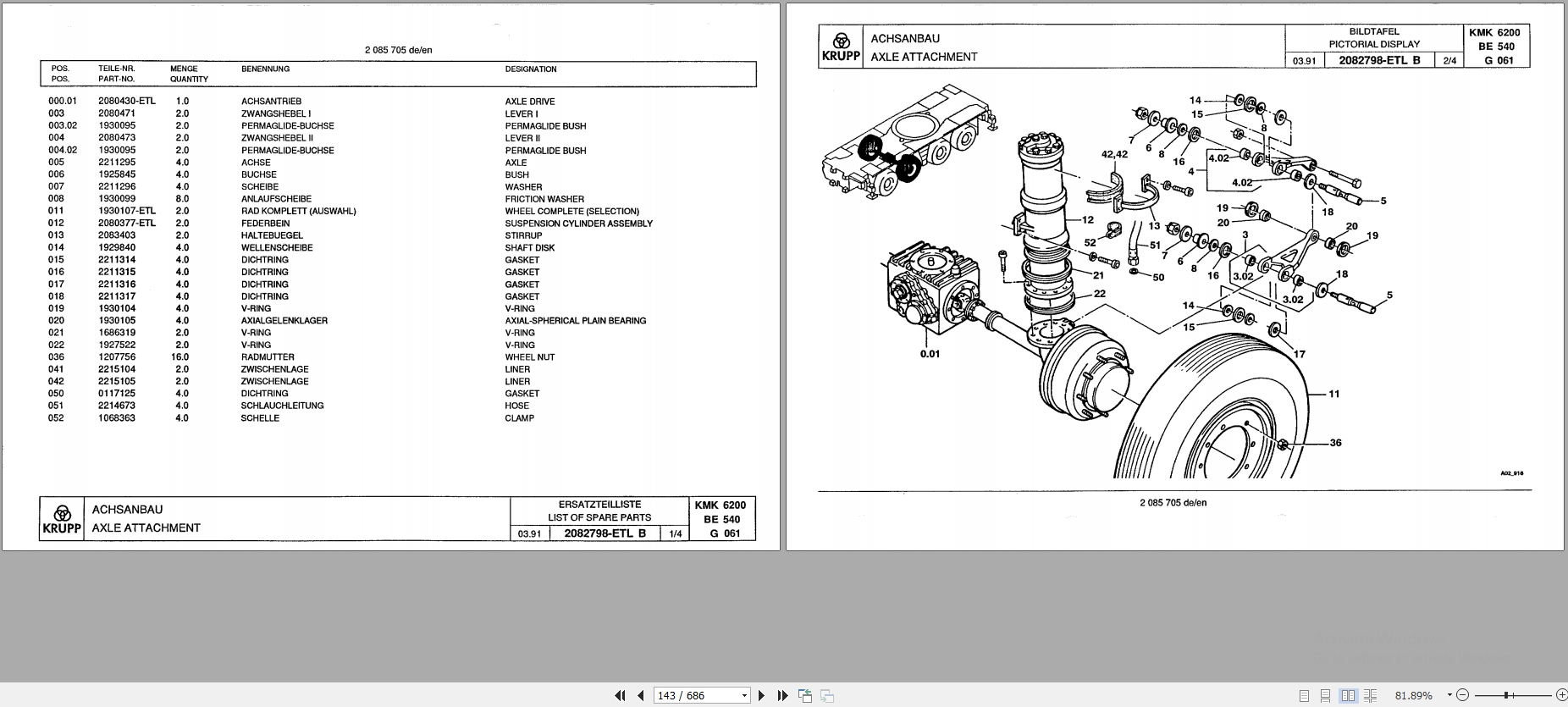 Krupp Crane KMK 6200 Spare Parts List 2085705 3.1991 DE EN (2)