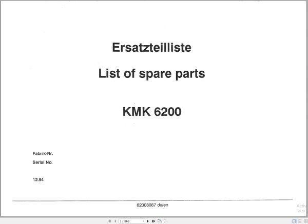 Krupp Crane KMK 6200 Spare Parts List 62008087 1994 DE EN (1)