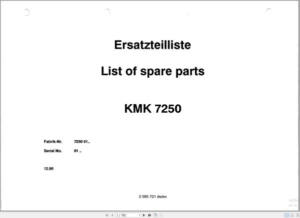 Krupp Crane KMK 7250 Spare Parts List 2085721 1990 DE EN (1)