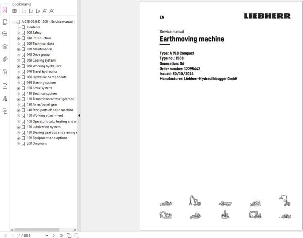 Liebherr Earthmoving Machine A918 Compact 1508 Service Manual 12295642 2024 (1)