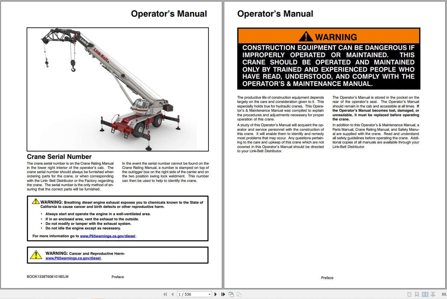 Link Belt Crane 110RT Operation Manual (1)