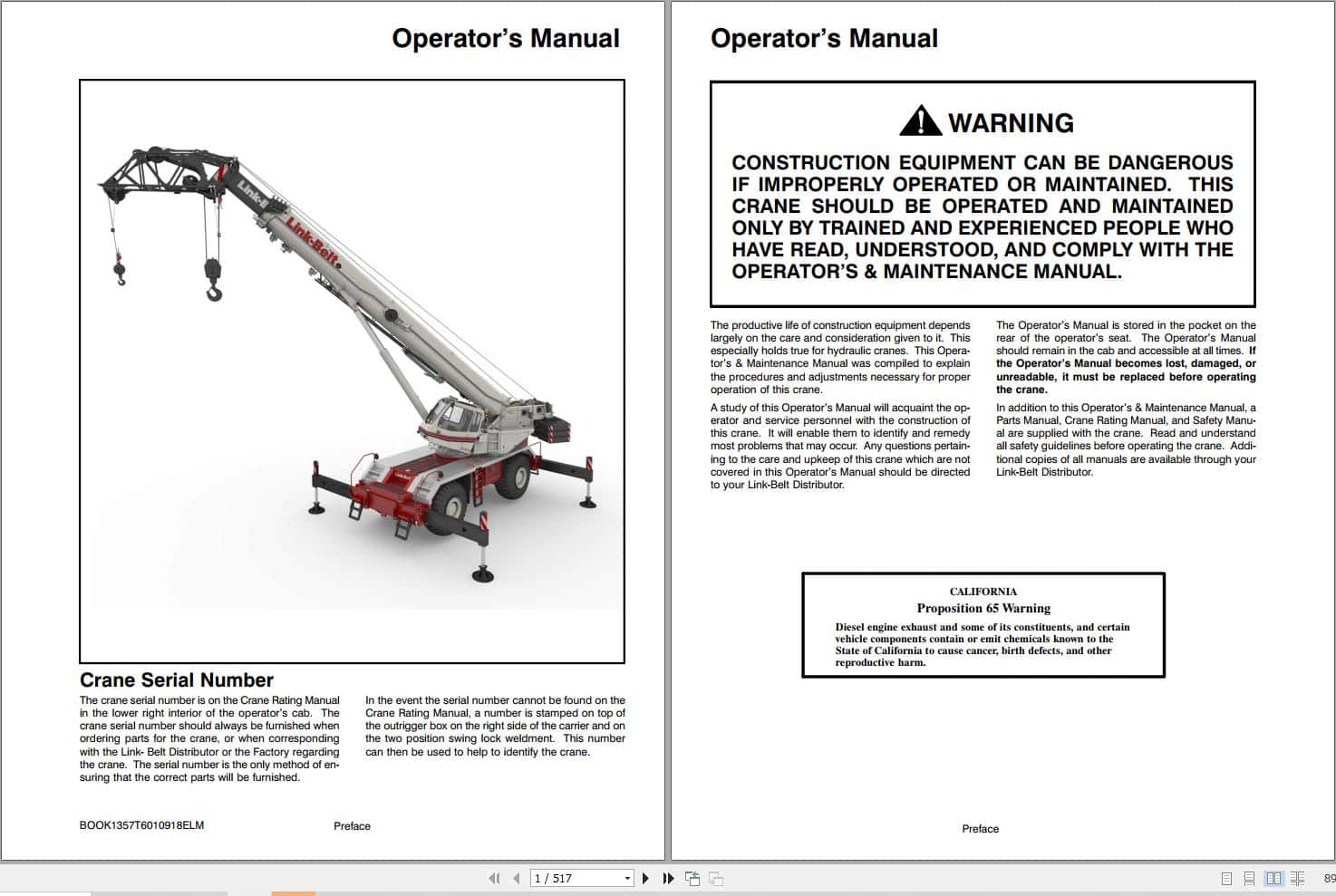 Link Belt Crane 110RTXP Operation Manual (1)