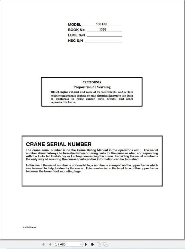 Link Belt Crane 138 HSL Service Manual (1)