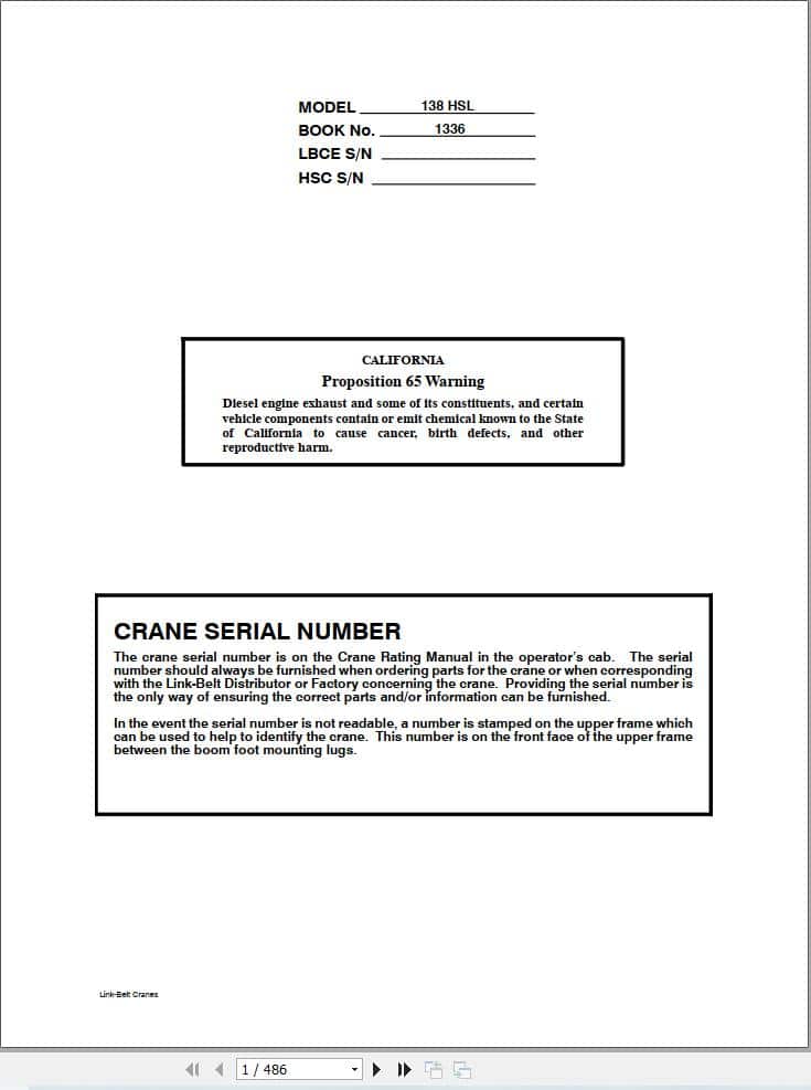 Link Belt Crane 138 HSL Service Manual (1)