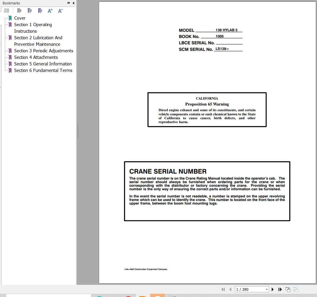 Link Belt Crane 138 HYLAB 5 Operation Manual (1)