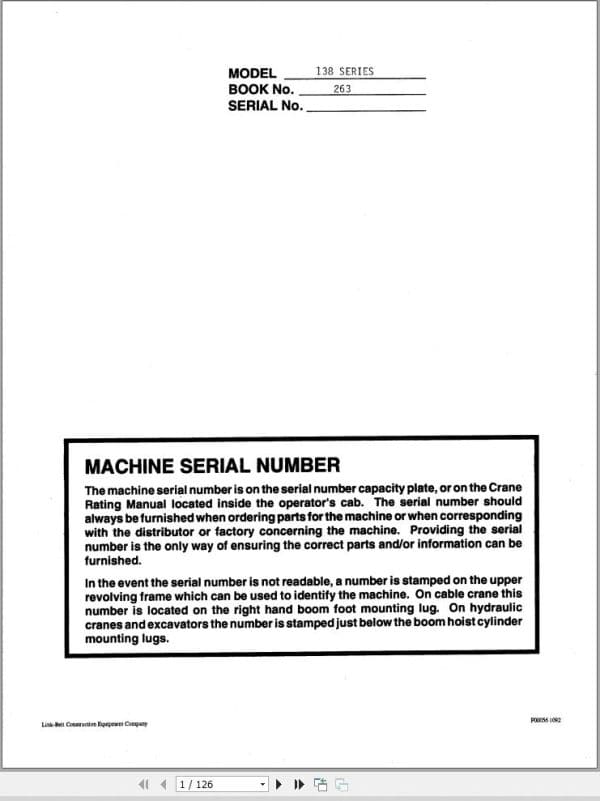 Link Belt Crane 138 Series Operation Manual 263 (1)