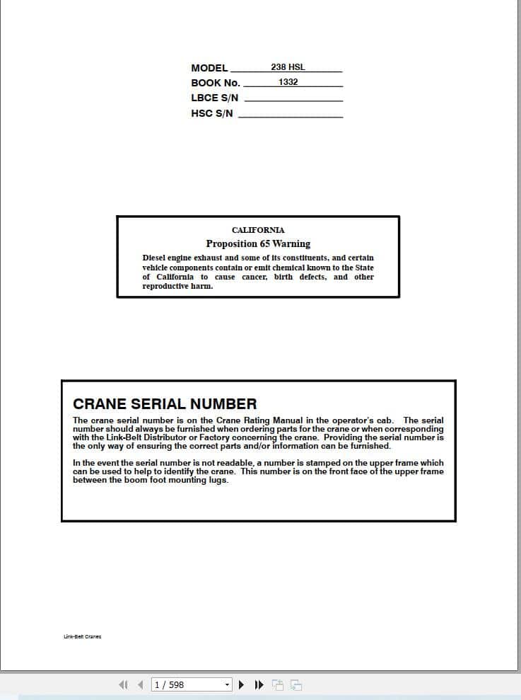 Link Belt Crane 238 HSL Service Manual (1)