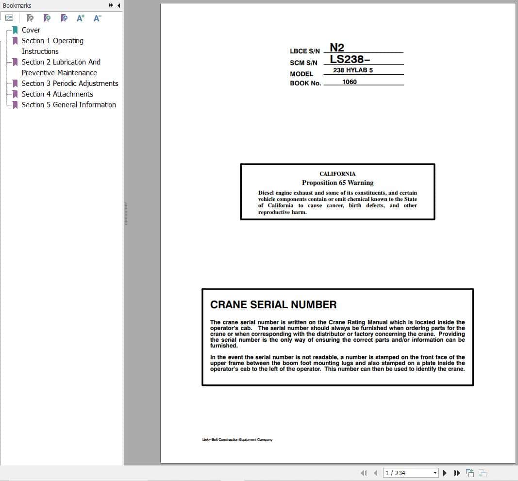Link Belt Crane 238 HYLAB 5 Operation Manual (1)