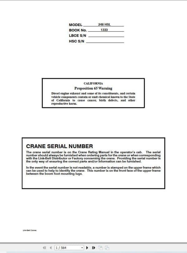 Link Belt Crane 248 HSL Service Manual (1)