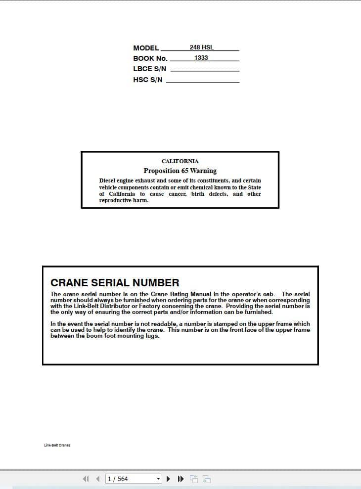 Link Belt Crane 248 HSL Service Manual (1)