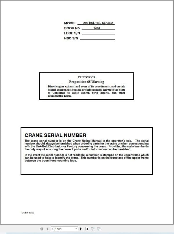 Link Belt Crane 298 HSL 2 Service Manual (1)