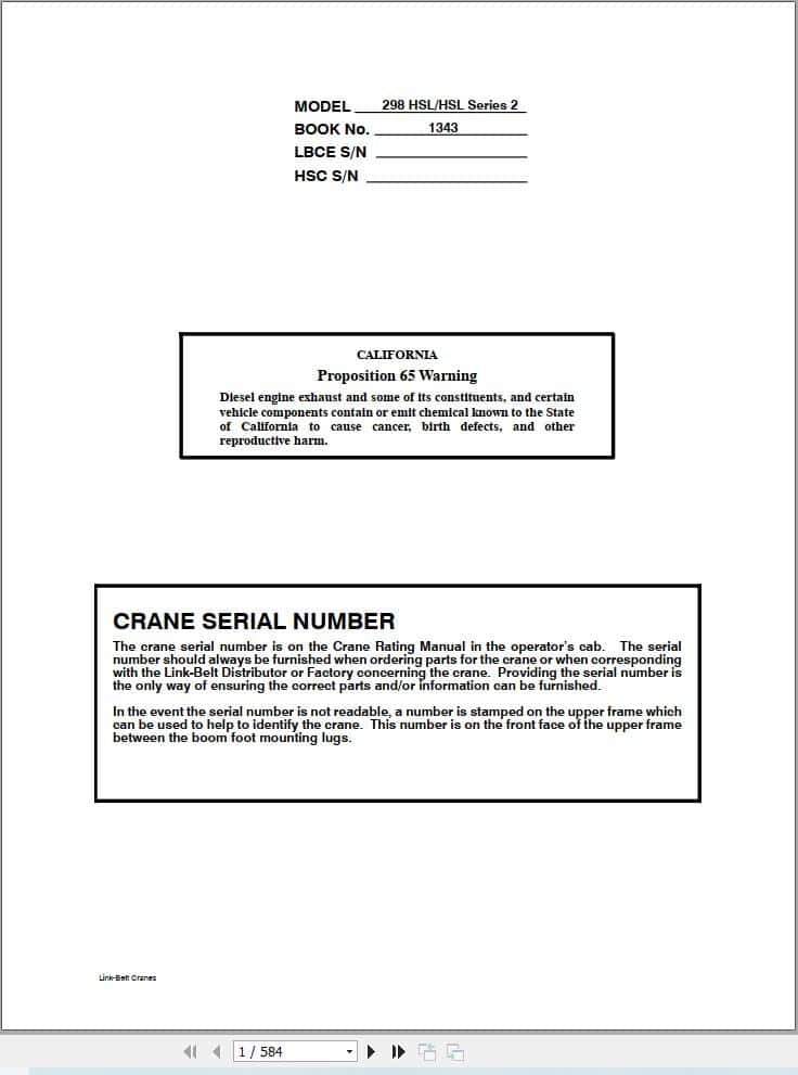 Link Belt Crane 298 HSL 2 Service Manual (1)